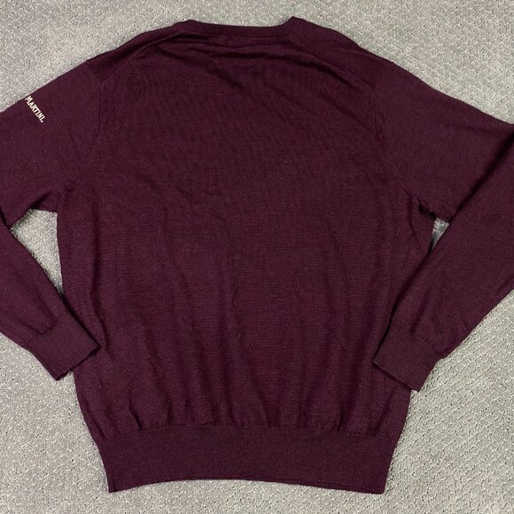 Peter Millar Crown Soft Sweater Men's XL Merino Wool Silk Burgundy V Neck Knit - Picture 7 of 10